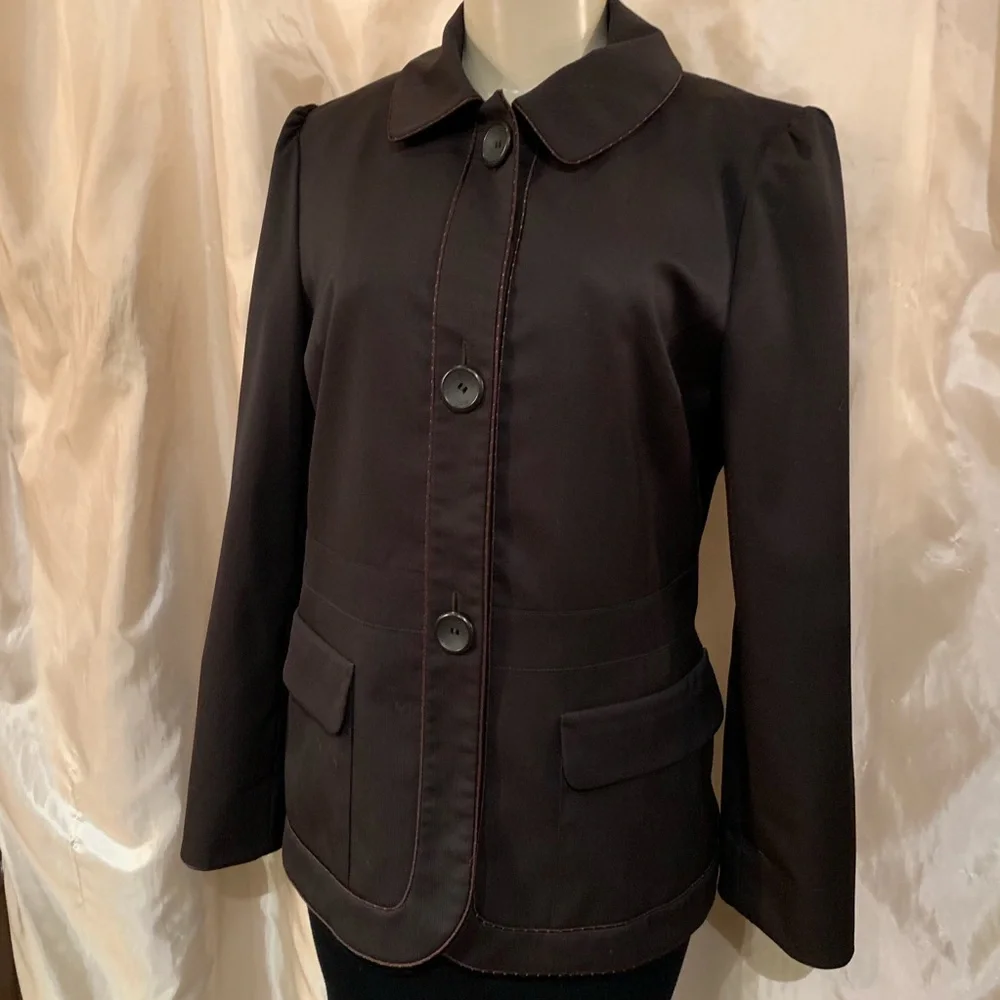 Designer Louis Vuitton brown blazer orange lining - Picture 2 of 7